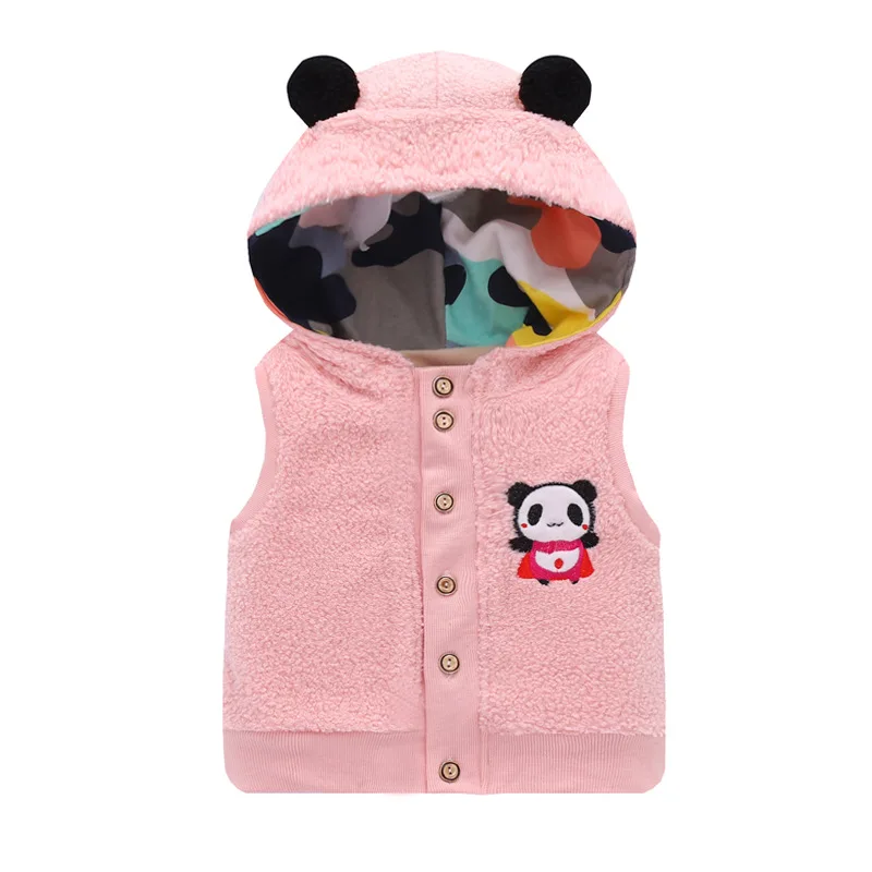 pink panda Зимний Теплый детский жилет для маленьких девочек и мальчиков; детская одежда; куртка для малышей; пальто; жилет для девочек; флисовая одежда с героями мультфильмов - Цвет: pink panda