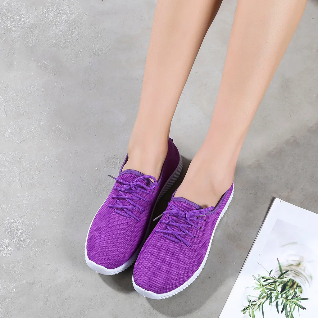 Women Sneakers Outdoor Solid Round Toe Breathable Loafers Soft Leisure Flat Running Shoes Sports Shoes Light Bottom Shoes#1007