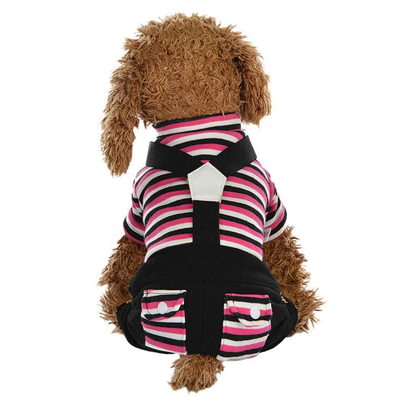 Pet Теплая одежда в полоску с нашивкой собачки Комбинезоны щенок 4 брюки с широкими штанинами комбинезон для йоркширского терьера Чихуахуа зимняя куртка для маленькой собаки