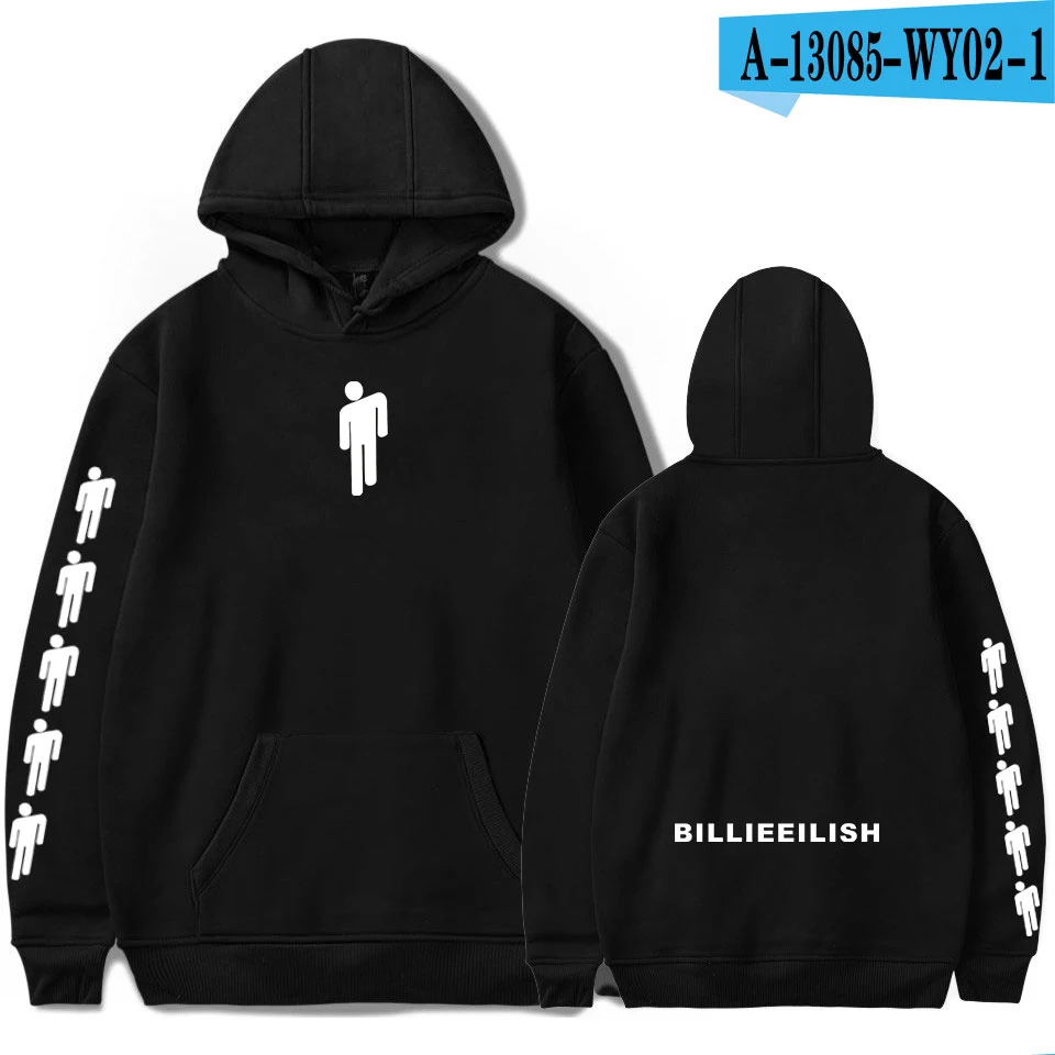 Новая Толстовка Billie Eilish для мужчин и женщин, черная хлопковая толстовка с капюшоном для пары, толстовка Billie Eilish, простая теплая Женская/мужская толстовка с капюшоном, одежда - Цвет: Black