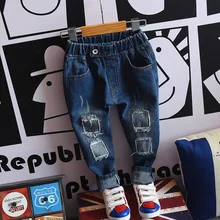 [Специальный раздел] г., весенняя одежда стиль, корейский стиль, модные повседневные джинсы с дырками для мальчиков и девочек, детские штаны