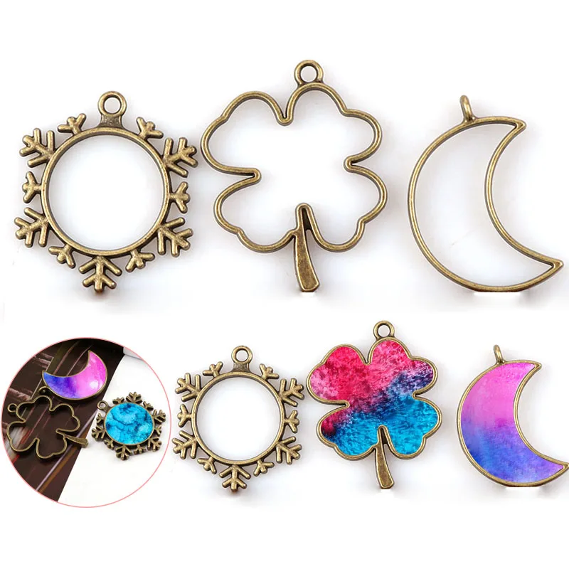 Floco-De-Neve-do-vintage-Trevo-Lua-Antique-Bronze-Metal-Oco-Quadro-Conector-Encantos-Pingente-J (1)