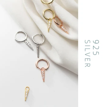 

MODIAN Simple 3 Color Hoop Earring for Women Fashion 925 Sterling Silver Sparkling Clear CZ Conical Earring Fine Jewelry Brincos