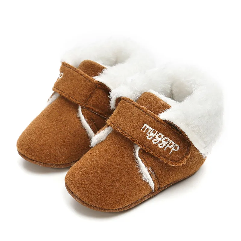 Осенне-зимние ботинки для малышей; милая обувь с буквенным принтом для новорожденных; Теплая обувь для малышей для мальчиков и девочек - Цвет: D
