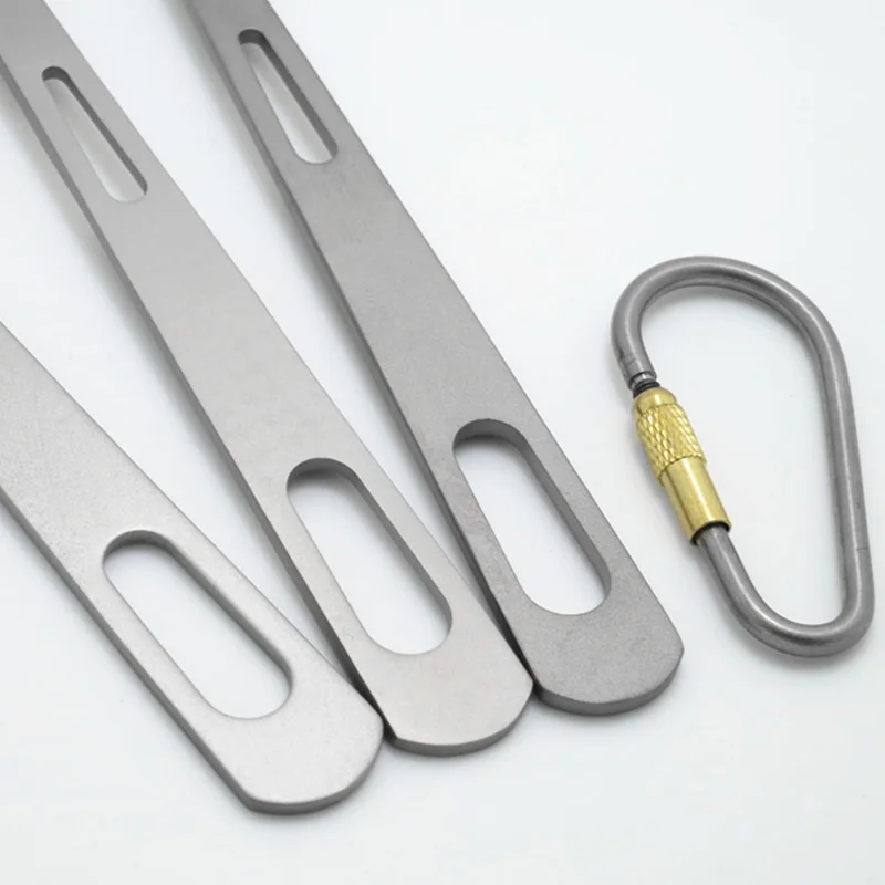3 In 1 Titanium Spoon Fork Knife Cutlery Sets With Titanium Carabiner Camping Cutlery Outdoor Tableware Spork