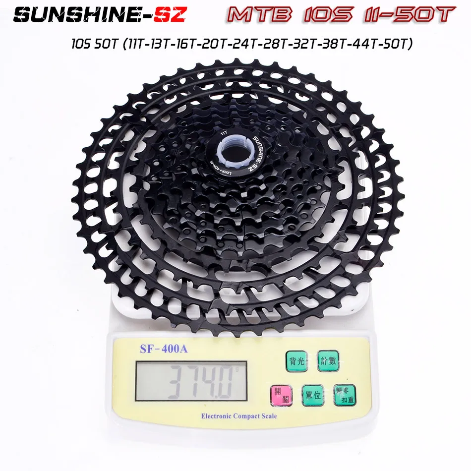 SUNSHNE MTB 11 Geschwindigkeit 11-50 t кассетт 365 г ультралайхт Fahrrad Freilauf 11 t Fahrrad Teile Berg Pelz shimano M9000 M80 - Цвет: 10S 11-50T black