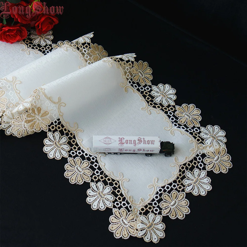 Креативная вышитая кружевная винтажная стильная скатерть из полиэстера белого