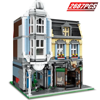 

Creator Expert Bookstore MOC Architecture Building Blocks Technic City Street European Houses Bricks Gift for Kids