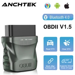 Anctek ELM327 V1.5 Scanner automatique sans fil, Bluetooth 4.0, adaptateur de lecteur OBD, OBD II, outil de Diagnostic pour PC IOS et Android 