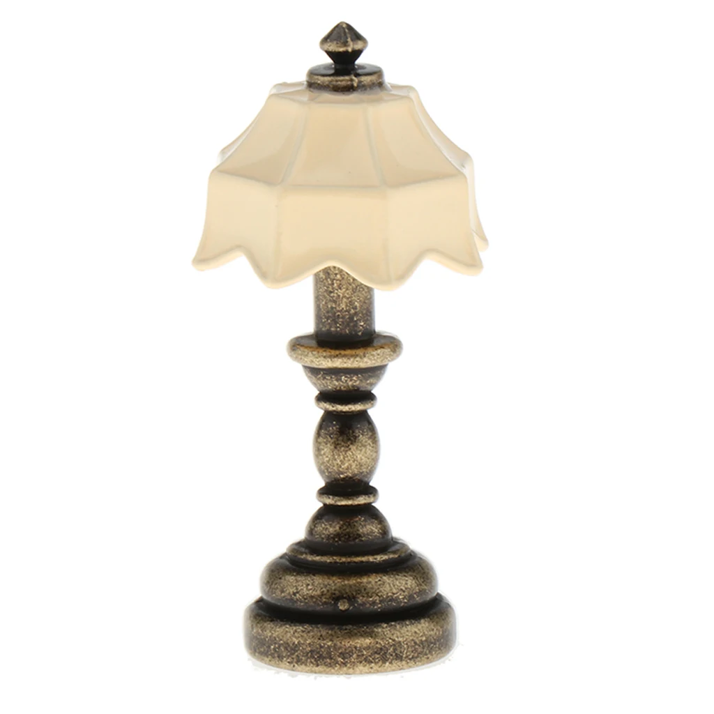 1:12 миниатюрная настольная лампа для кукольного домика с абажуром зонтика, для кукольного дома, гостиной, декора