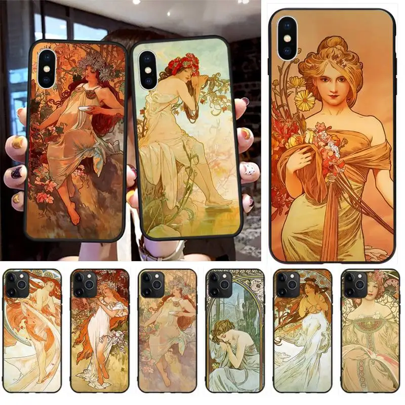 HPCHCJHM чехол для телефона с принтом ALPHONSE MUCHA iPhone 11 pro XS MAX 8 7 6 6S Plus X 5S SE 2020 XR | Мобильные