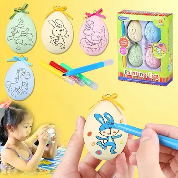 

Easter DIY Hand Painted Coloring Egg Manual Production Cartoon Painted Education Toys Fun Gift for Children,
