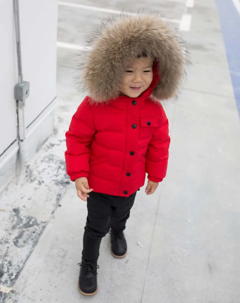 Kids Winter Duck Down Coats for Boys Girls 1-7Y,Children Hooded Outwear Jackets Windproof Outfits