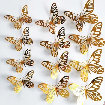 3D Gold & Silver Butterfly Stickers 1