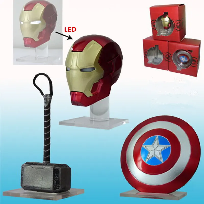 

[ With Display Stand ] 3pcs Captain America Shield Iron Man's Helmet Thor Hammer Avengers endgame figure action anime figure toy