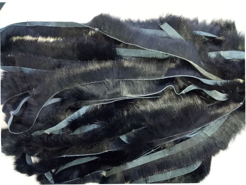 Qearlstar натуральный кроличий мех отделка 1 ярд/партия Аксессуары для одежды настоящие меховые полоски для пухового Пальто Капюшон шляпа Кепка обувь Diy TK03 - Цвет: black