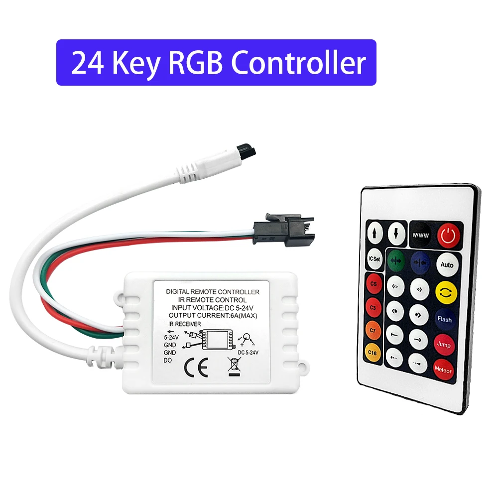 24 ключа RGB контроллер DC5V/12 В ИК-пульт дистанционного управления для WS2812B WS2811 2811