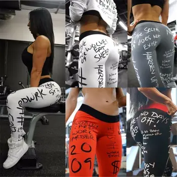 

Yoga Pants Sport Leggings Women Fitness Gym Tights S-XL Love Squats Pants 3D Printing Elastic High Waist Yoga Leggings Running