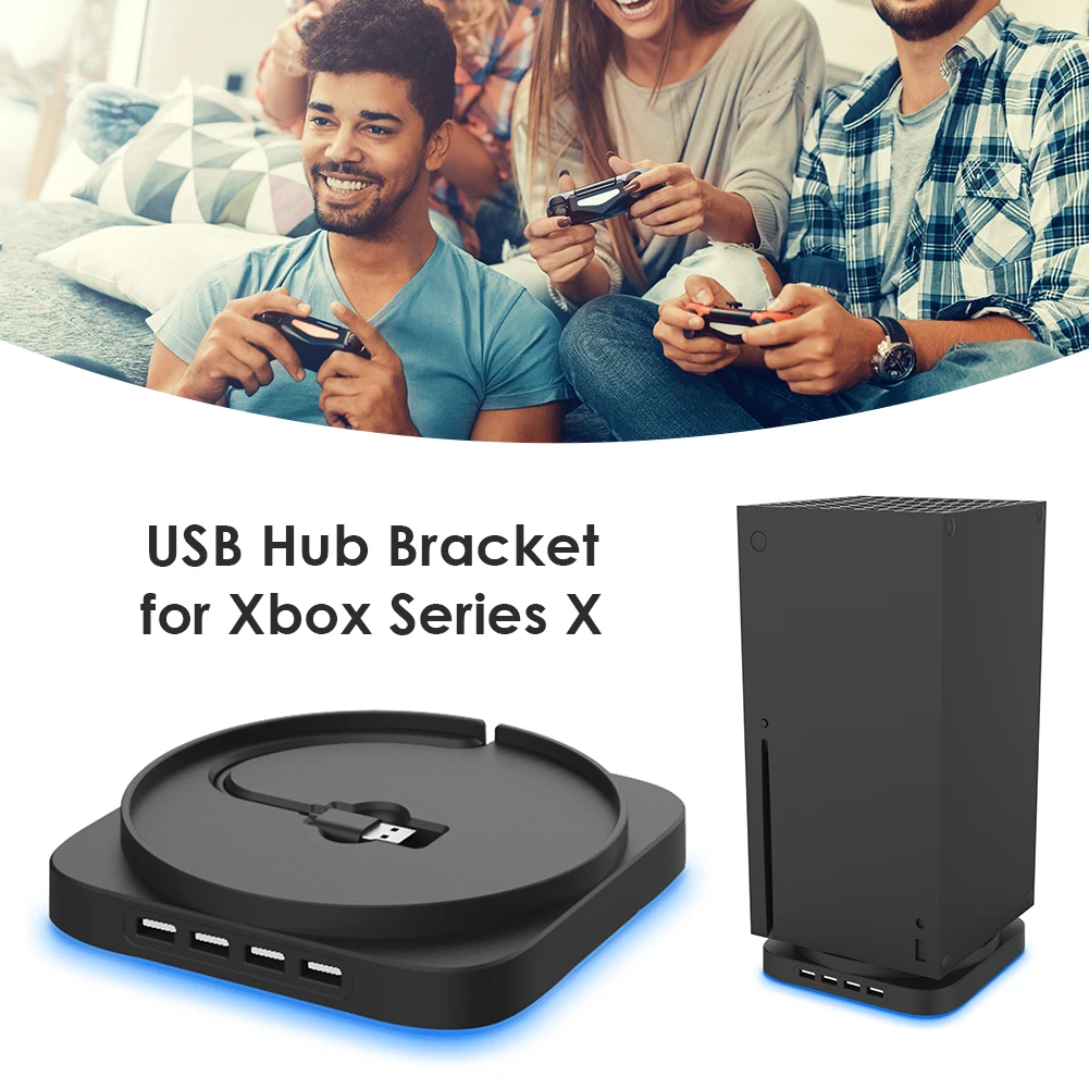 Вертикальная подставка для Xbox серии X с 4 USB2.0 концентратор Синий светильник