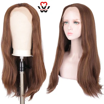 

MANWEI Hair Lace Front Lace Wigs For Women Light Brown Color 24inch Long Soft Natural Wave Trendy Lace Wig Side Part
