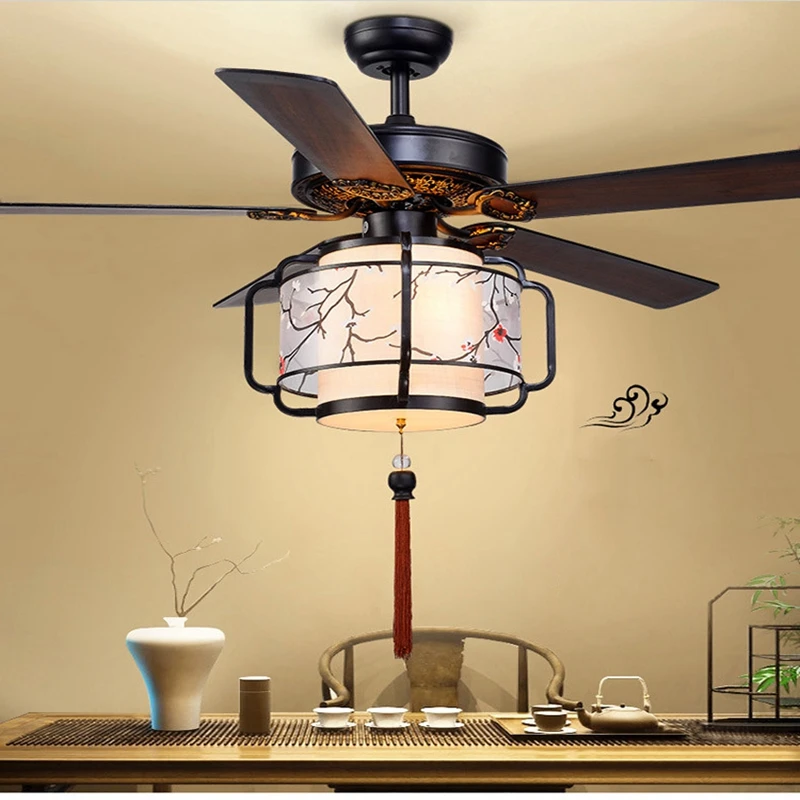 Новый китайский вентилятор светильник для ресторана гостиной чайного клуба