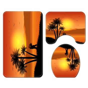 

3 Pieces Non-Slip Toilet Cover Set Bathroom Decorative Toilet Seat Water Tank Cover Carpet SY334