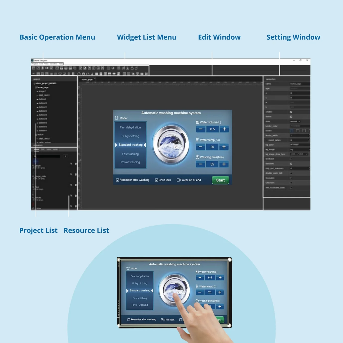7 Inch HMI Serial LCD Display Module with Program + Touch Screen for Equipment Control Panel STWI070WT-01