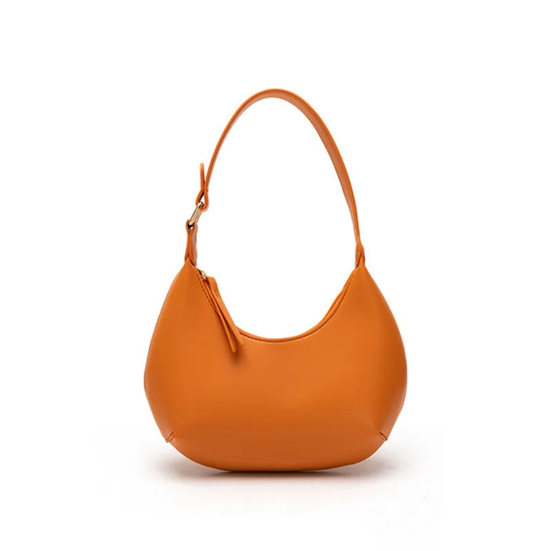 FIRMRANCH Woman's Stylish Solid Color Half Moon Design Sweet Macaron High Quality Daily Date Casual Shoulder Orange Armpit Bag 