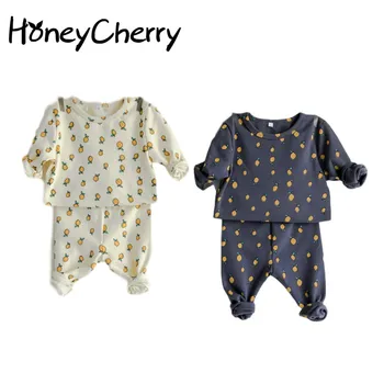 

2020 New Autumn Baby Suit Printing Bottoming Shirt + High Waist Pants Two-Piece Leisure Tops toddler girl clothes