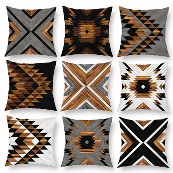 

2020 New Retro Geometric Back Cushion Decorative Cover White Vintage Single Side Polyester Summer Pillowcase for Sofa Chair Car