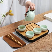 Китайский дорожный чайный набор кунг-фу керамический портативный чайник фарфоровый чайный сервиз гайванские чашки для чая церемонии чая чайник 1Pot 4Cup