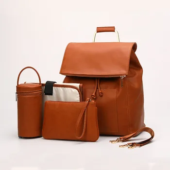 

Waterproof Diaper Bag for Mommy Maternal PU Leather Nappy Backpack Baby Infant Organizer Changing Nursing Mom Pram Bag to Care
