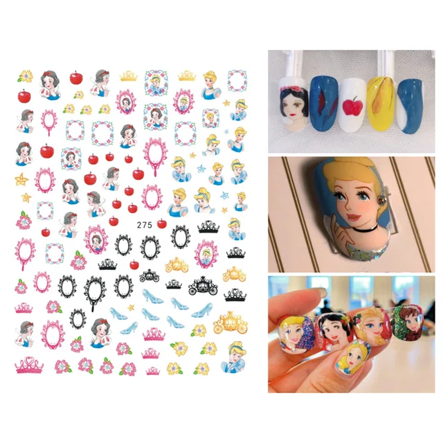 1PCS Disney Cartoon Anime Collection Star Design Nail Sticker Mickey Mouse Donald Duck Lion King Mermaid Stitch Nail Slider WG275