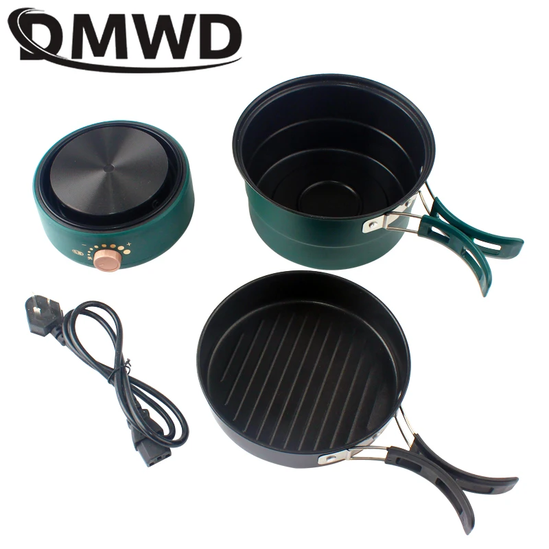 110/220V Electric Split Cooking Pot Foldable Multicooker Frying Pan Hotpot Food Steamer Rice Cooker Soup Maker Boiler For Travel 6