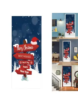 

2pcs/set 3D Merry Christmas Sign Decorative Door Sticker Waterproof Wall Mural GXMA