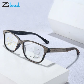 

Zilead Wooden Pattern Anti-blue Light Reading Glasses Progressive Multi-focus Clear Lens Presbyopic Glasses For Men And Women