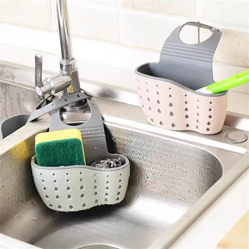Kitchen Suction Cup Sink Shelf Soap Sponge Drain Rack Sucker Storage Accessories
