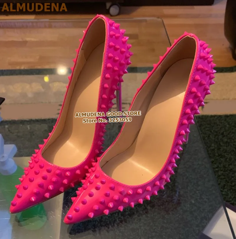 1907S1018 玫红漆皮全柳钉好评晒图 (3)