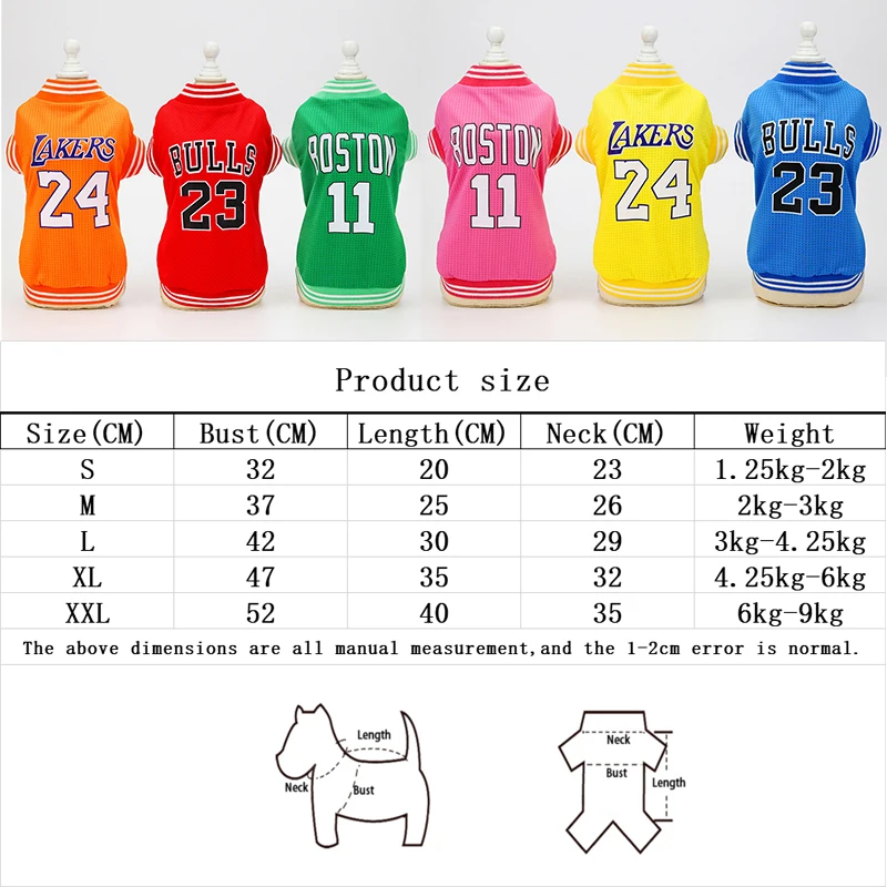  2-Piece Dog T-Shirts, Summer Dog Basketball T-Shirts