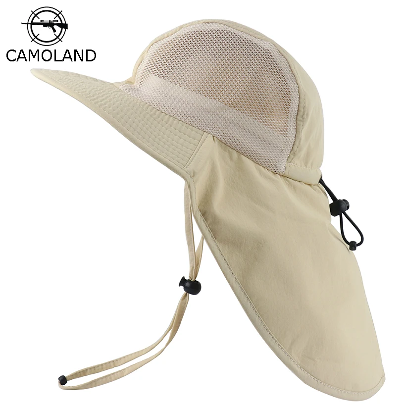 

Summer Sun Hat Waterproof Bucket Men Women Boonie Hat with Neck Flap UV Protection Large Wide Brim Fishing Hat Mesh Breathable