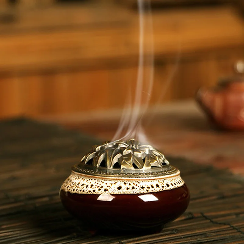 Backflow Ceramic Incense Burners Portable Censer Incense Holder Exquisite Yoga Incense Aromatherapy Buddha Incense Burner