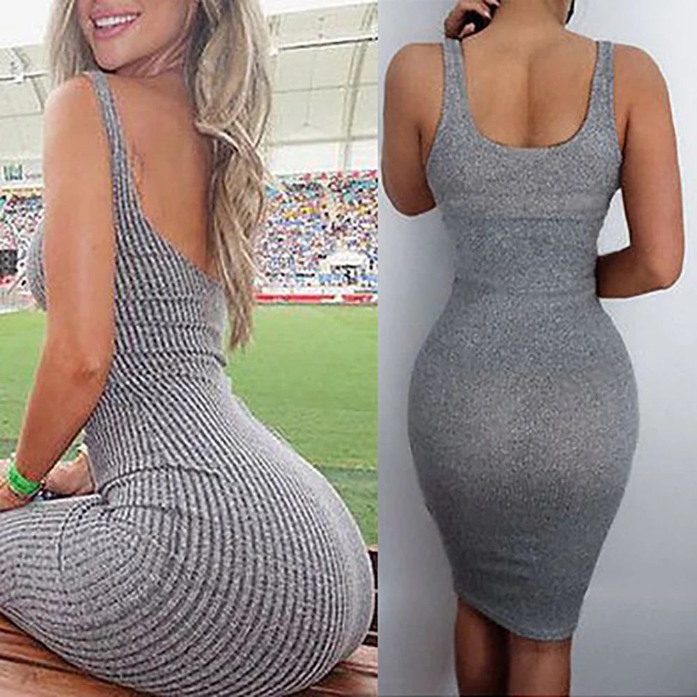 Сексуальная Женская юбка с глубоким вырезом без рукавов открытой спиной для