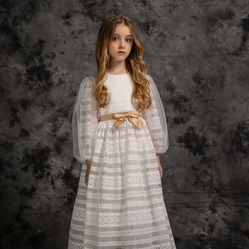 

Elegant Princess Dress For Girls Wedding White Tulle Lace Long Girl Dress Party Pageant Bridesmaids Formal Gown For Teen Girls