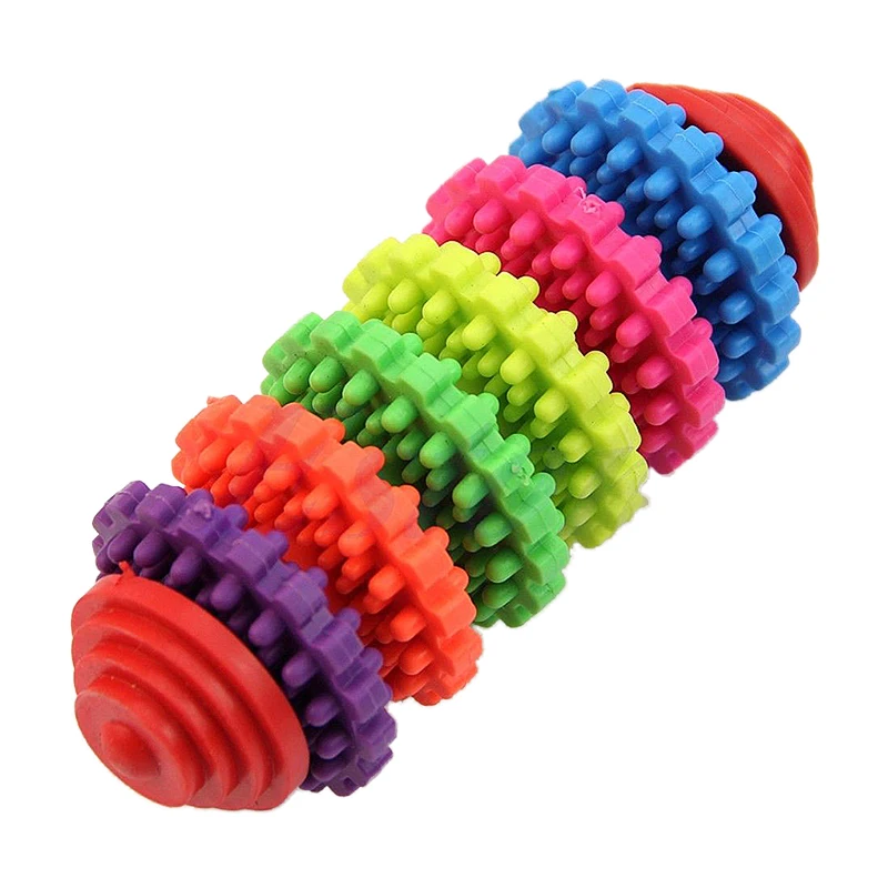 6 rows of teeth Жевательные игрушки для питомцев, игрушки для собак, зубы щенка, устойчивые к укусам десны, КРОК, красочные натуральные резиновые инструменты для чистки зубов для маленьких собак - Цвет: 6 rows of teeth