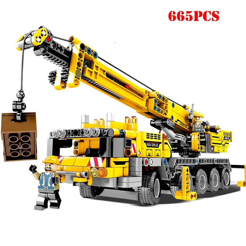 

665pcs Building Bricks City Engineering Technic Machine Car Building Blocks Legoing Technic Enlighten Bricks Toys For Children