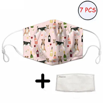 

Children Kids Thicken Polyester Face Mouth Mask Wine Westin Terrier Pattern Cartoon Adult/Kids Mouth Masks Mouth PM2.5 7Pcs