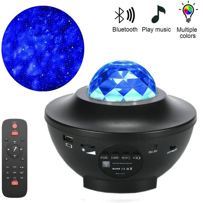 led night light LED Colorful Star Galaxy Projector Ocean Wave Night Light Rotate Starry Sky Projector Bluetooth Speaker Room Decor Kids Gifts bathroom night light Night Lights