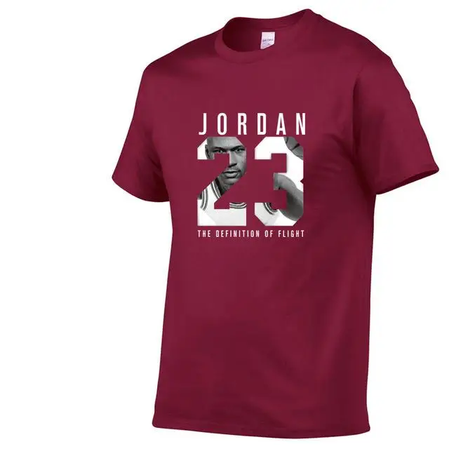 Новая брендовая одежда Jordan 23 Мужская футболка Swag Хлопковая мужская футболка с принтом Homme fitness Camisetas хип-хоп Футболка - Цвет: Burgundy 76