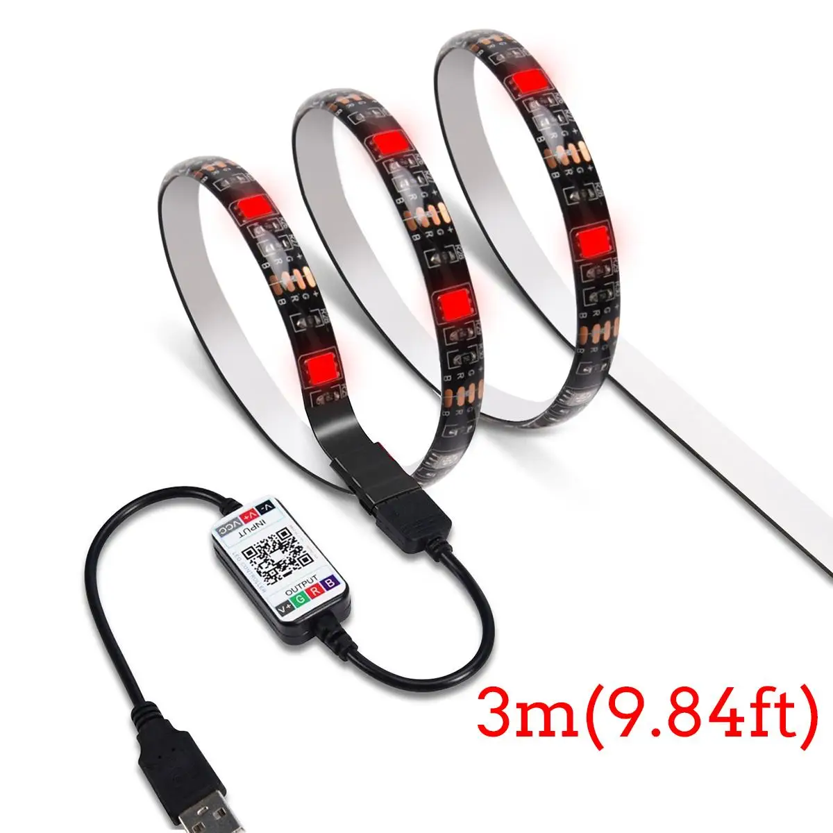 DC5V USB Светодиодная лента RGB 1 м 2 м 3 м 4 м 5 м Bluetooth приложение управление гибкий светильник ТВ фон водонепроницаемая лента для Apple и Android - Испускаемый цвет: 3m Waterproof