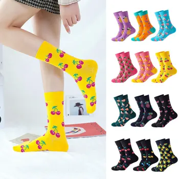 

Lemon Watermelon Street Socks Fruit Printed Funny Socks Colorful Skateboard Calf Socks Street Mid-tube Cotton Trend Funny Sock